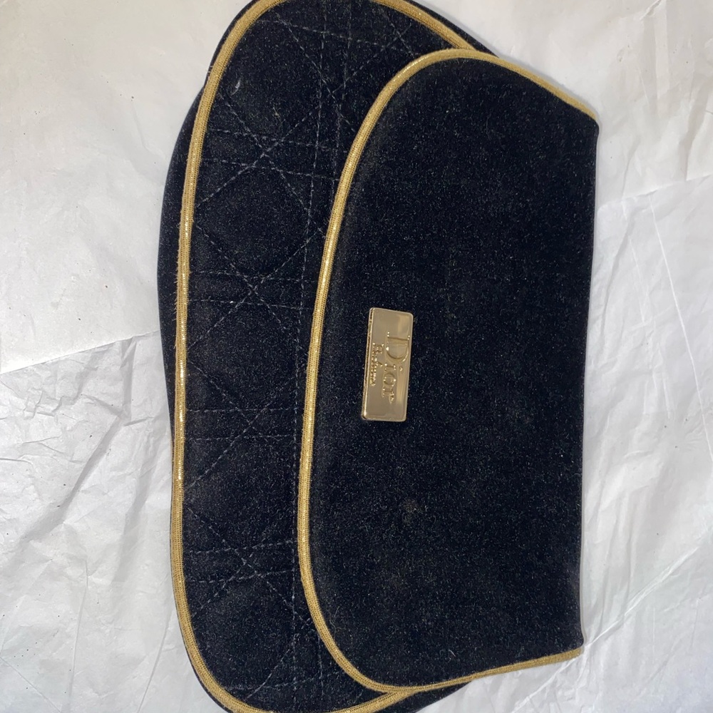 Dior perfum Black Velvet Clutch with Gold Accents
